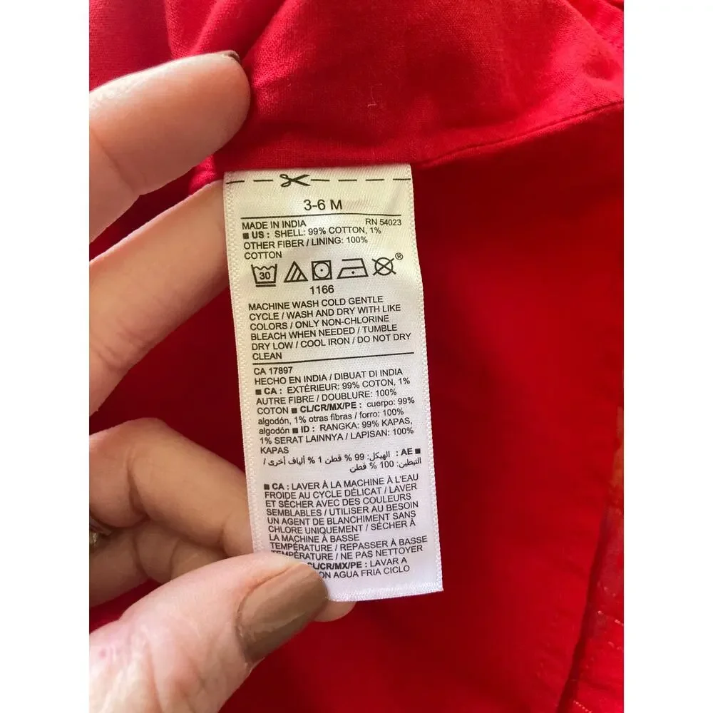 Old Navy Baby Girl Red Pullover Dress, Size 3-6M